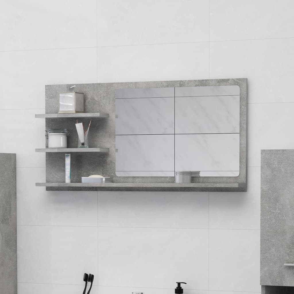 vidaXL Lustro łazienkowe, szarość betonu, 90x10,5x45 cm, płyta wiórowa