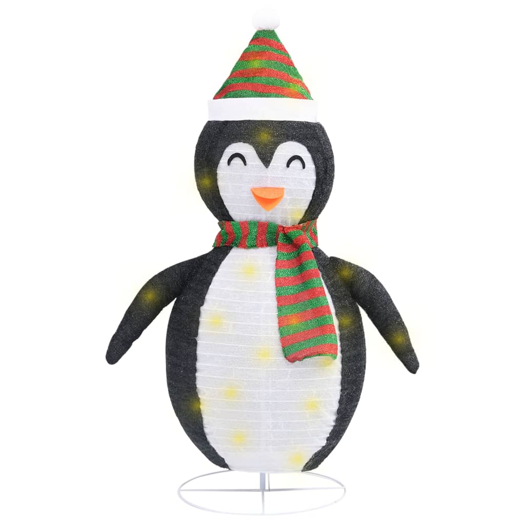 vidaXL Dekoracja świąteczna, pingwin z LED, luksusowa tkanina, 120 cm