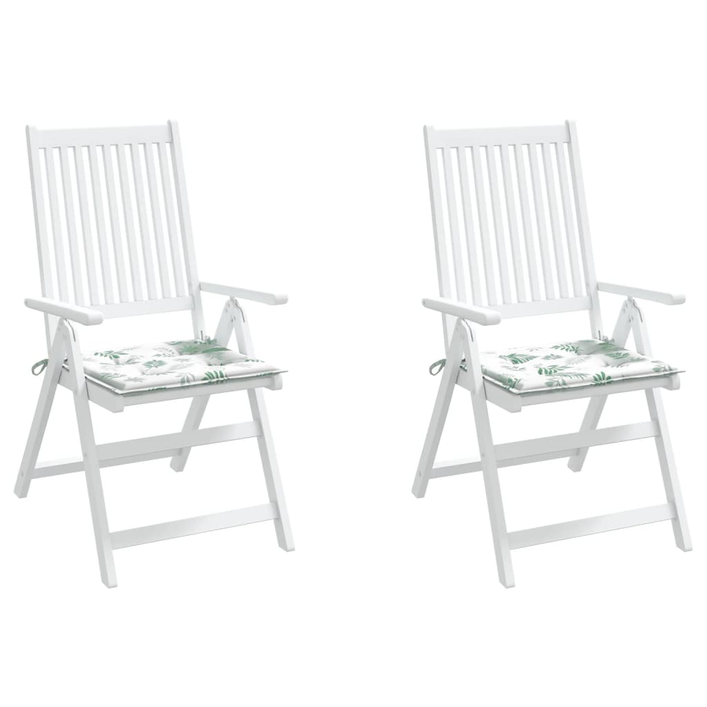vidaXL Poduszki na krzesła, 2 szt., wzór w liście, 40x40x3 cm, tkanina