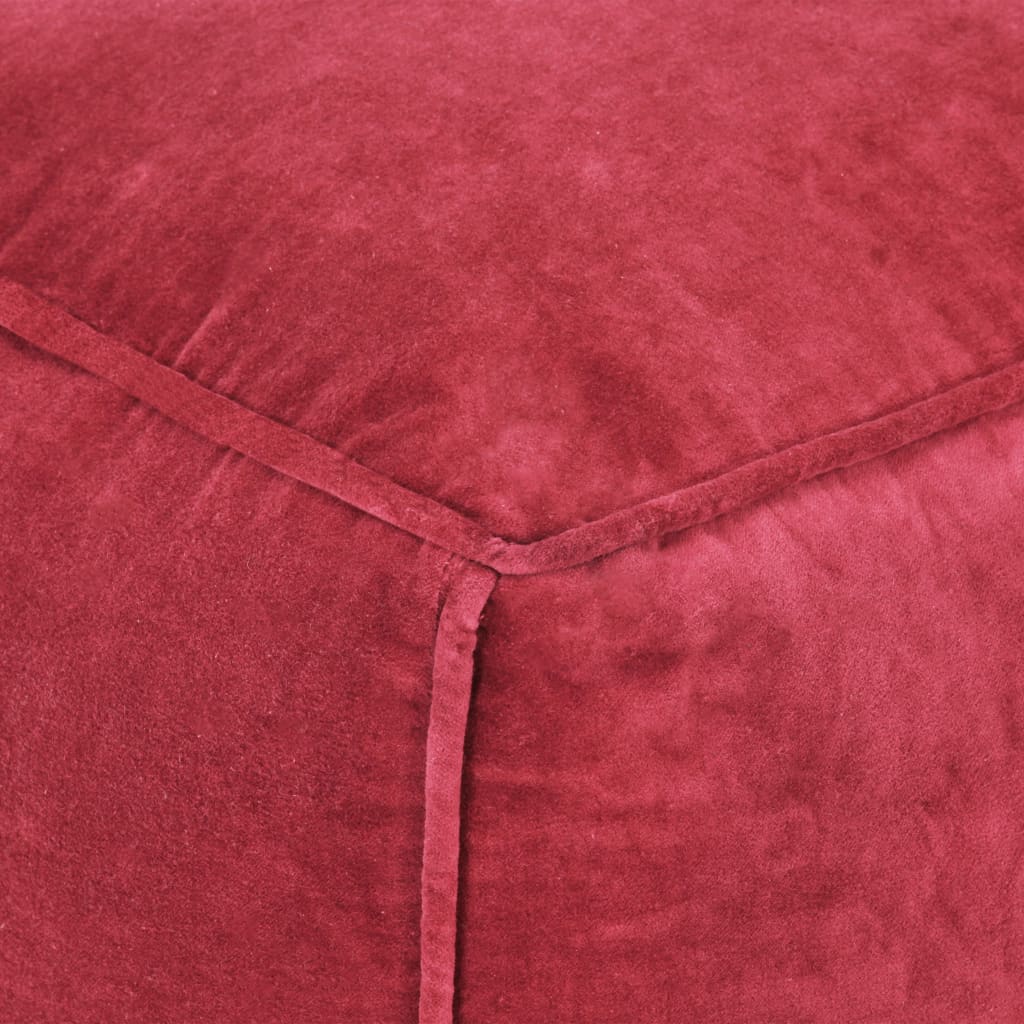 vidaXL Puf, aksamit bawełniany, 40 x 40 x 40 cm, czerwony