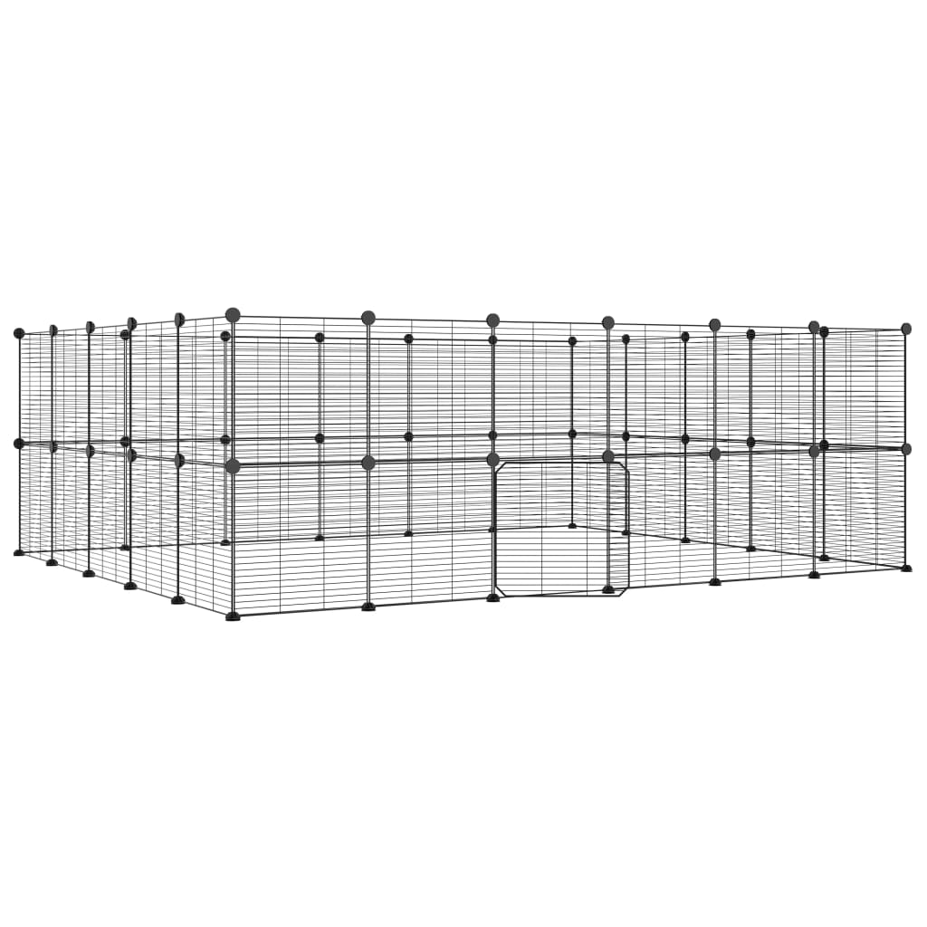vidaXL Klatka dla zwierząt z bramką, 44 panele, czarna, 35x35 cm, stal