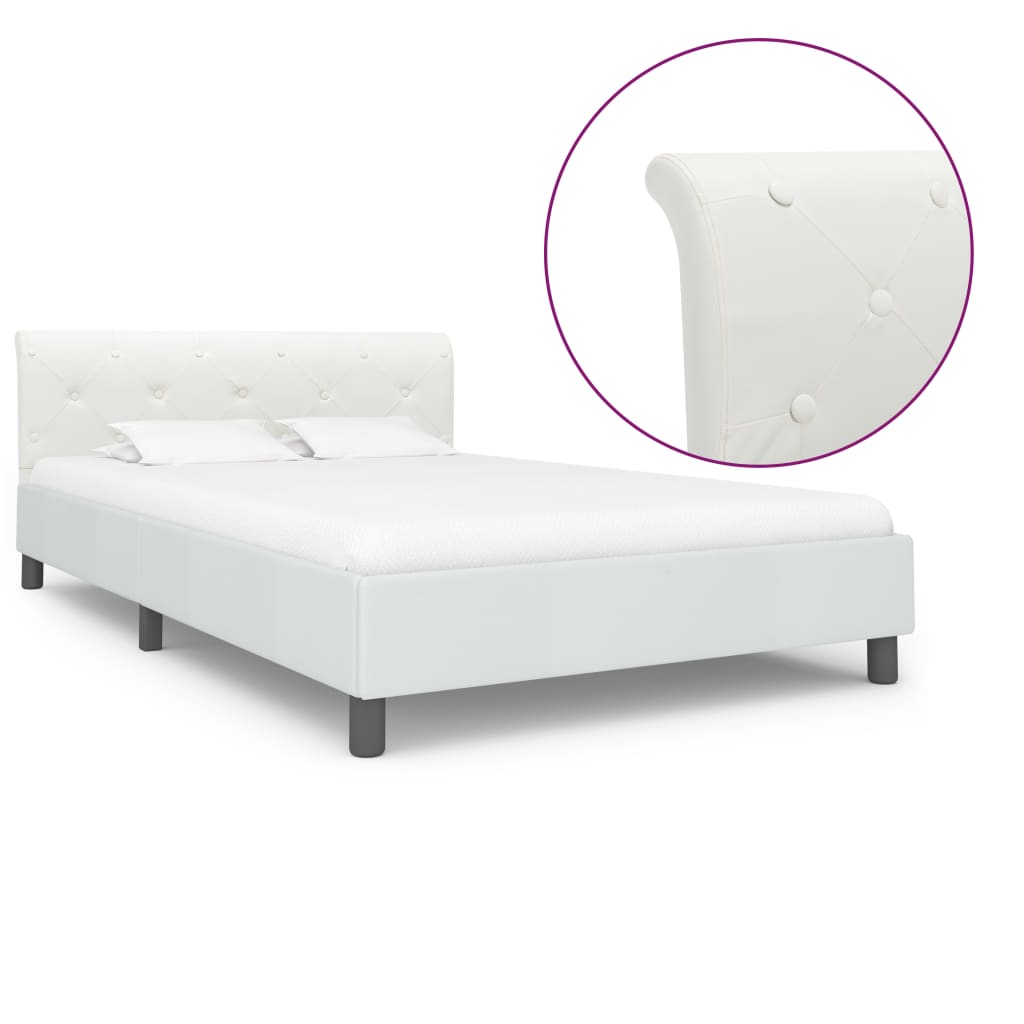 vidaXL Rama łóżka, biała, sztuczna skóra, 140 x 200 cm