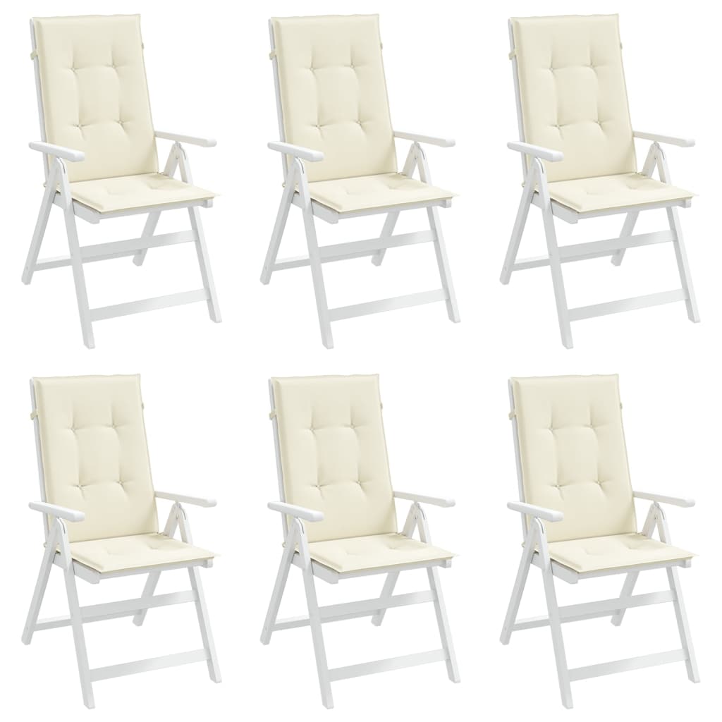 vidaXL Poduszki na krzesła ogrodowe, 6 szt., kremowe, 120x50x3 cm