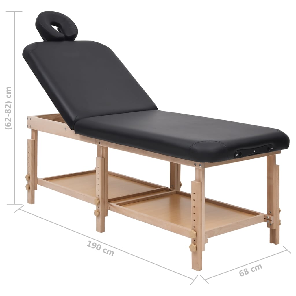 vidaXL Stół do masażu, 2-strefowy, czarny, obity sztuczną skórą