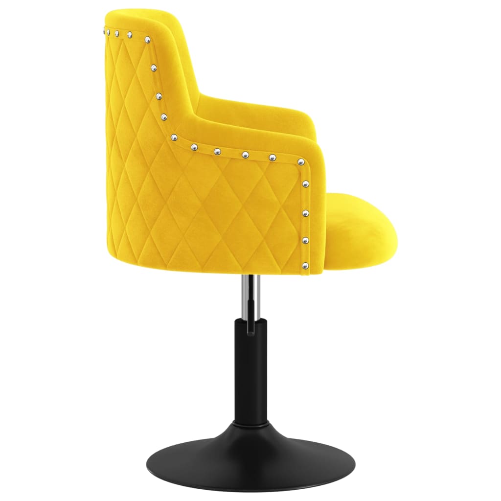 vidaXL Obrotowe krzesło stołowe, musztardowe, obite aksamitem