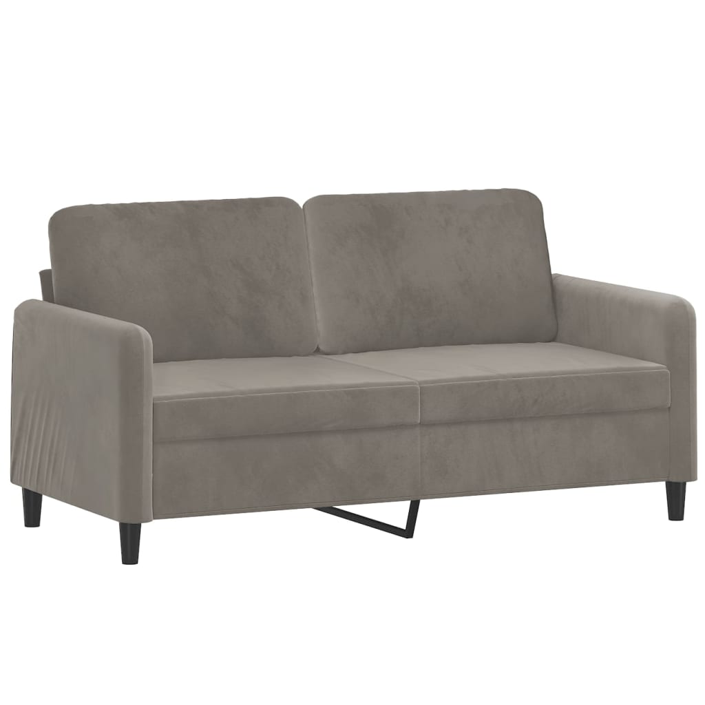 vidaXL 2-osobowa sofa z poduszkami, jasnoszara, 140 cm, aksamit