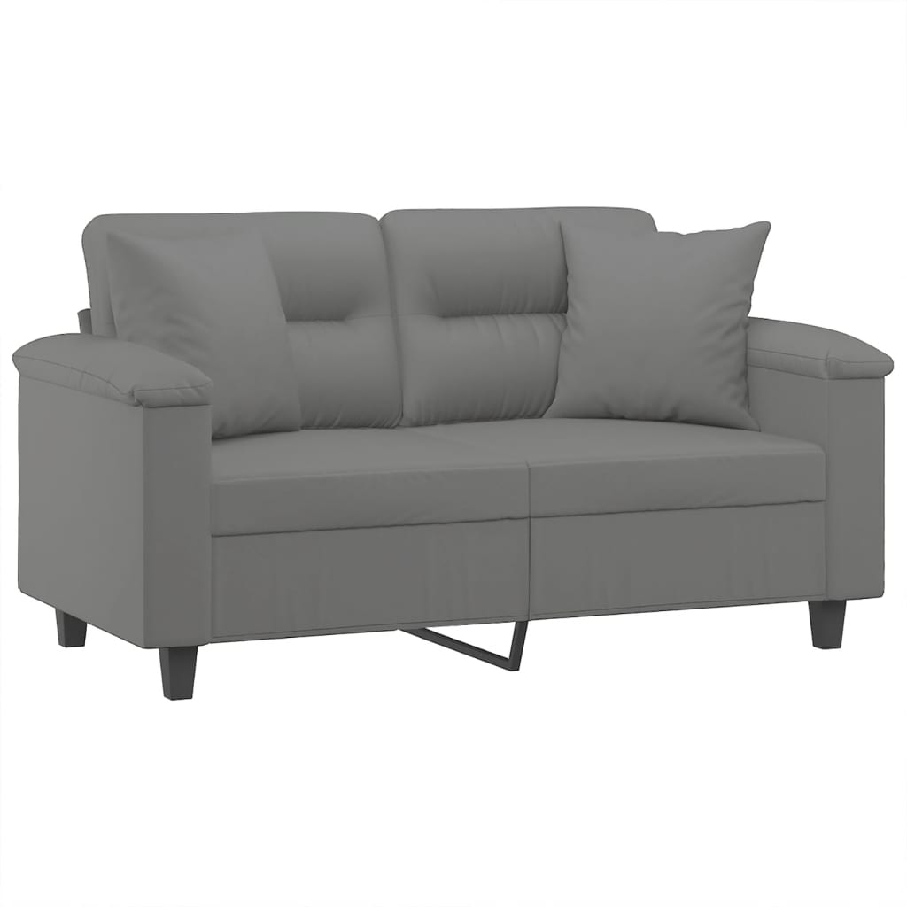 vidaXL 2-osobowa sofa z poduszkami, ciemnoszara, 120 cm, mikrofibra