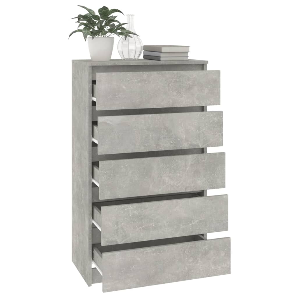 vidaXL Komoda, szarość betonu, 60x36x103 cm, materiał drewnopochodny