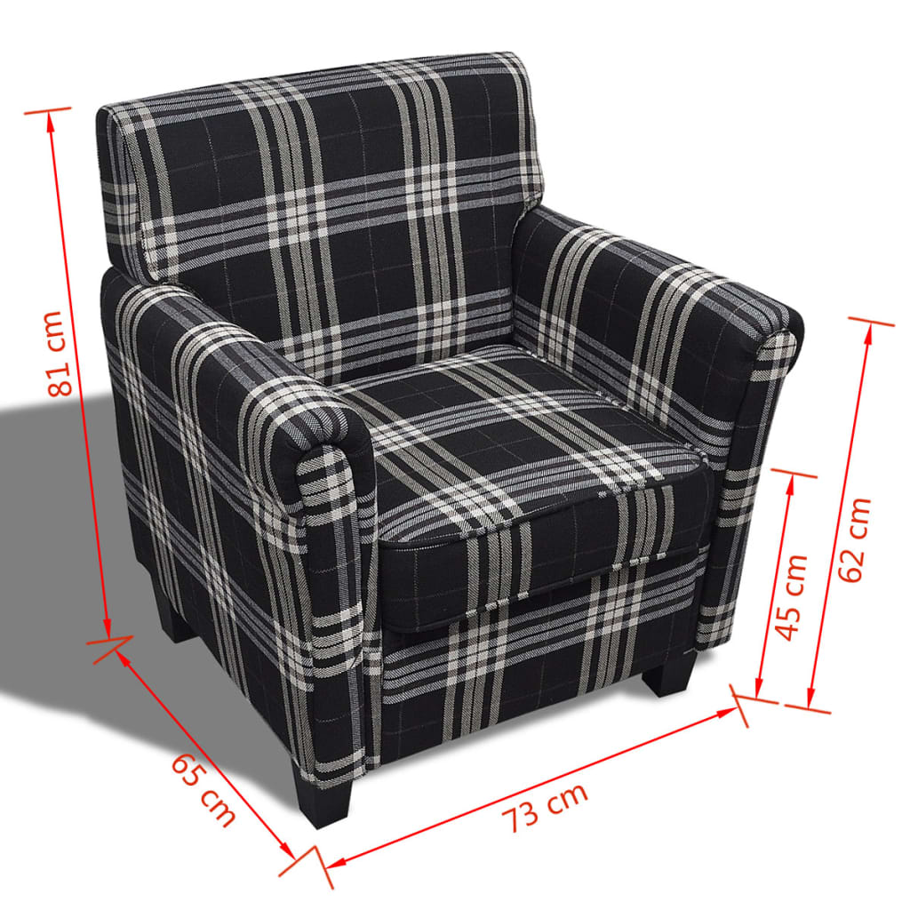 vidaXL Fotel z poduszką, czarny, tkanina