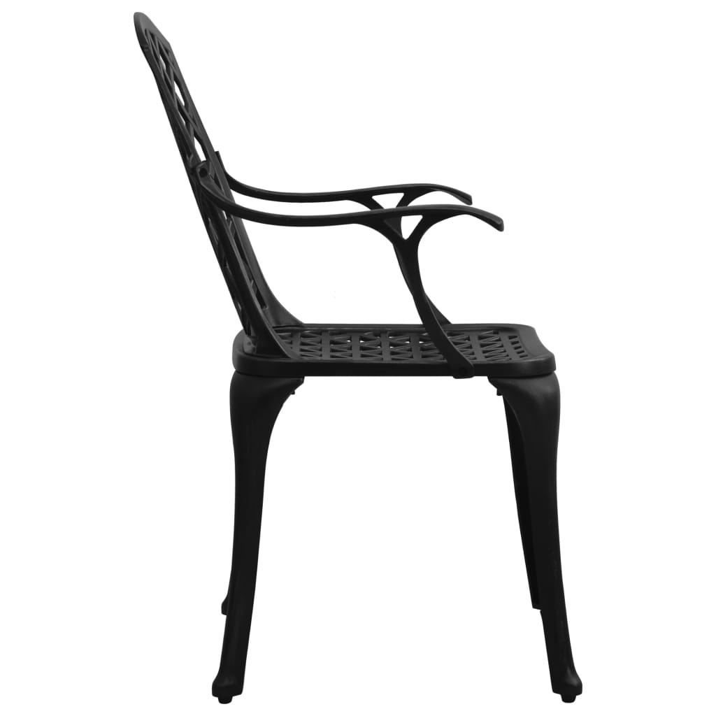 vidaXL Krzesła ogrodowe 2 szt., odlewane aluminium, czarne