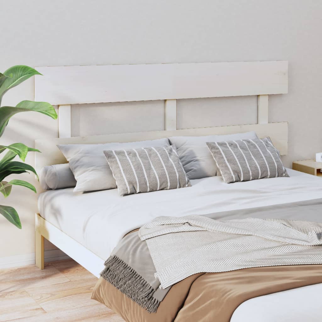 vidaXL Wezgłowie łóżka, białe, 164x3x81 cm, lite drewno sosnowe