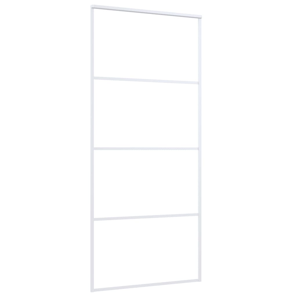 vidaXL Drzwi przesuwne, szkło ESG i aluminium, 90x205 cm, białe