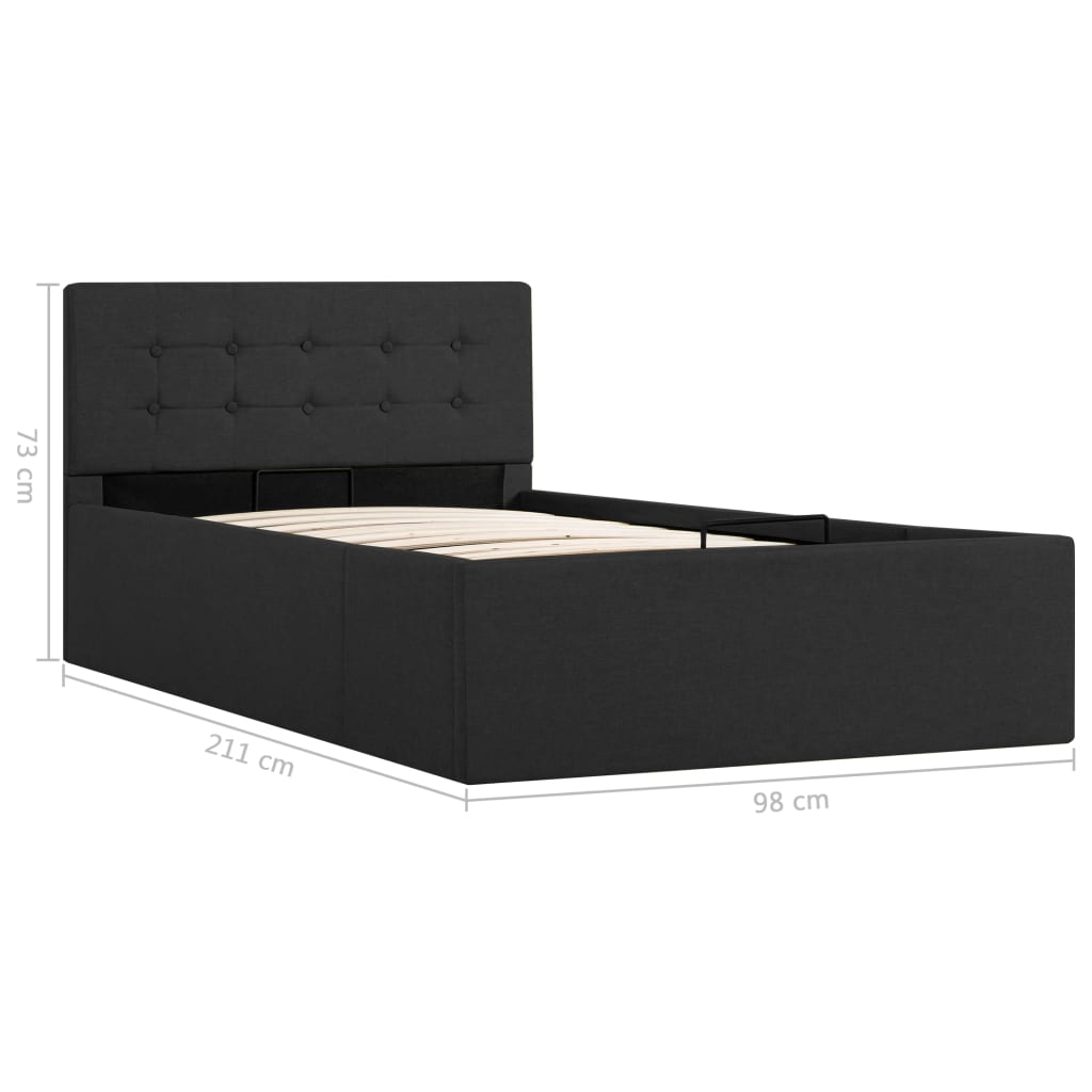 vidaXL Rama łóżka z podnośnikiem, ciemnoszara, tkanina, 90 x 200 cm