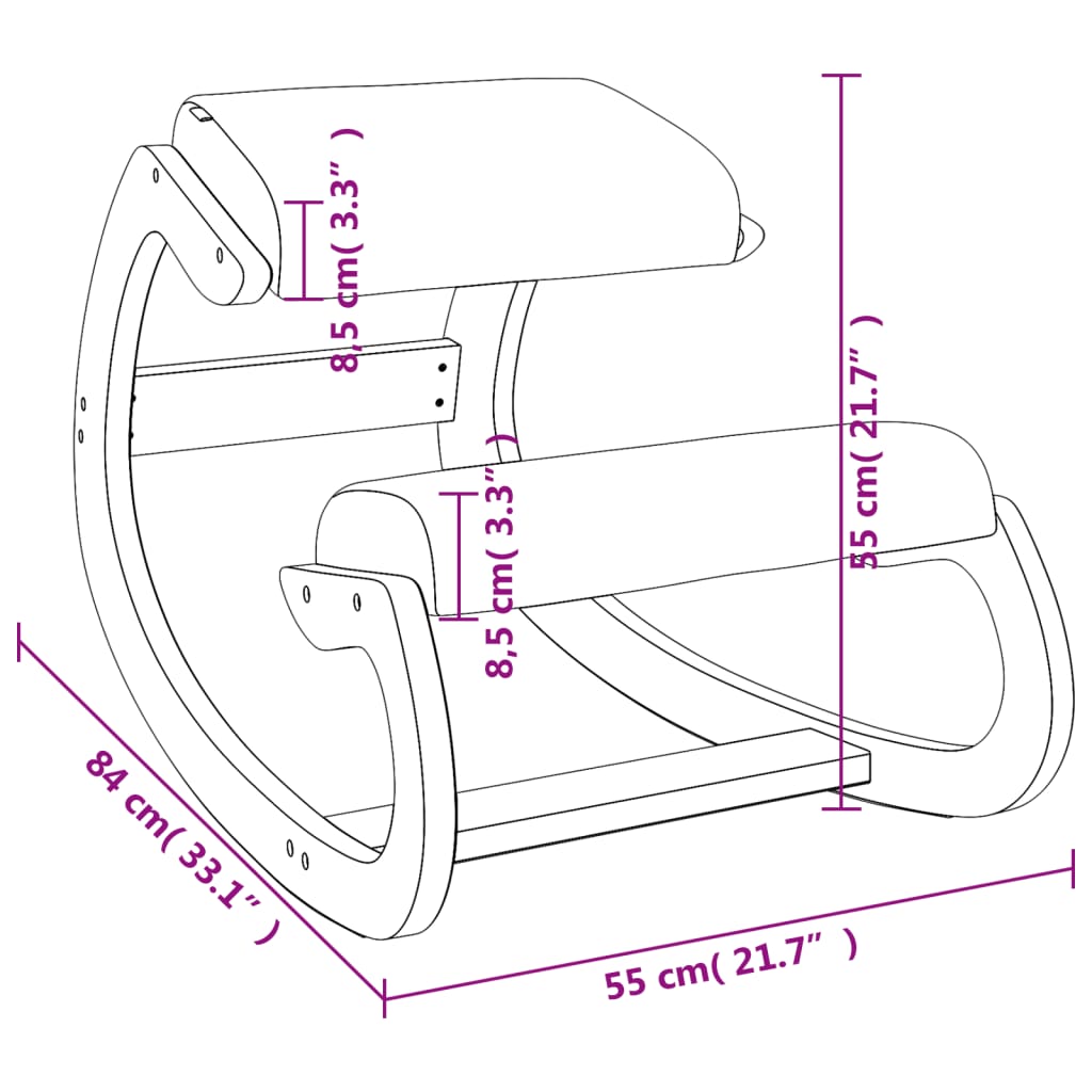 vidaXL Krzesło klęcznik, kremowe, 55x84x55 cm, sklejka brzozowa