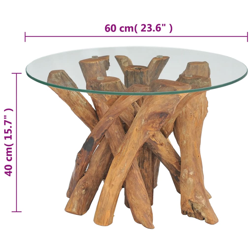 vidaXL Stolik kawowy z drewna tekowego patynowanego wodą, 60 cm