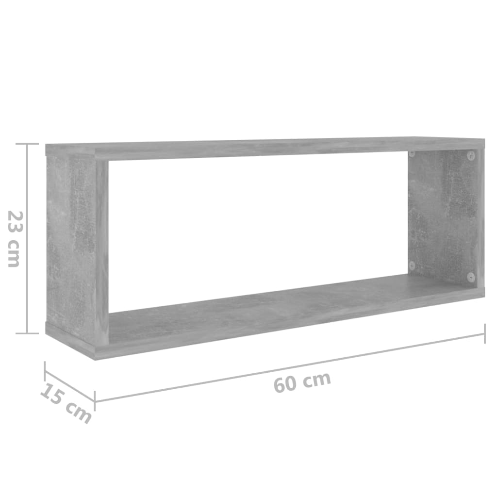 vidaXL Półki ścienne kostki 4 szt., szarość betonu, 60x15x23 cm