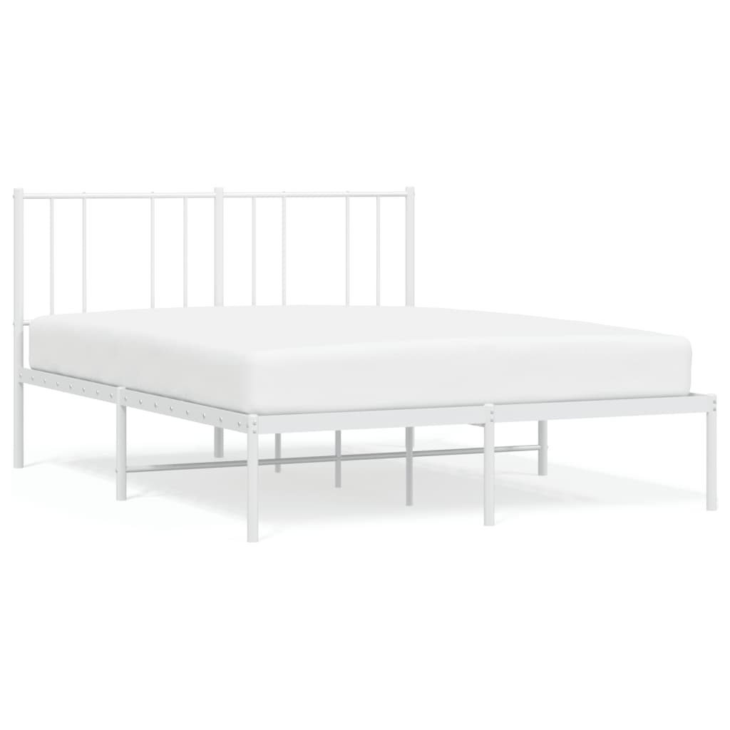 vidaXL Metalowa rama łóżka z wezgłowiem, biała, 160x200 cm