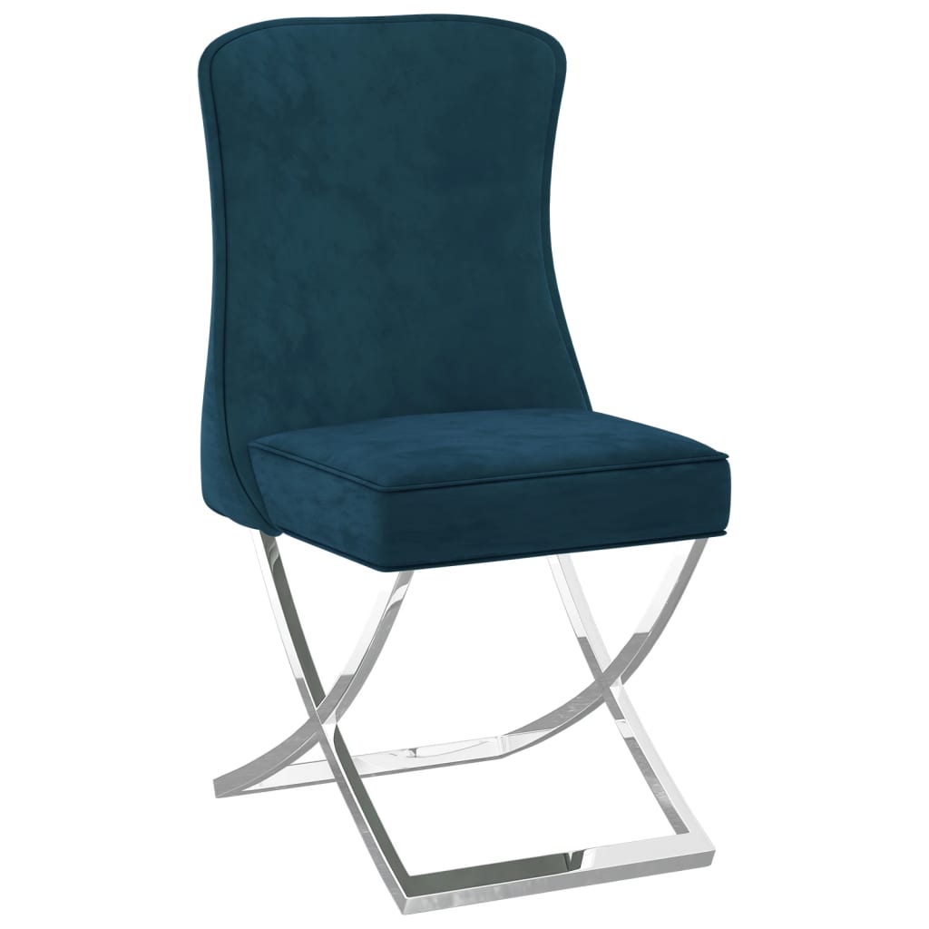 vidaXL Krzesło stołowe, niebieskie, 53x52x98 cm, aksamit i stal