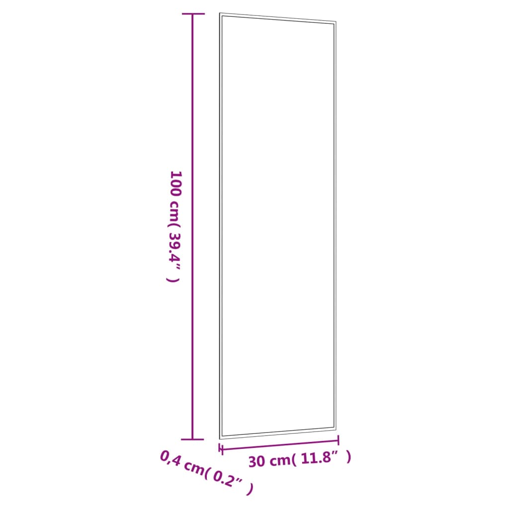 vidaXL Lustro ścienne, 30x100 cm, szklane, prostokątne