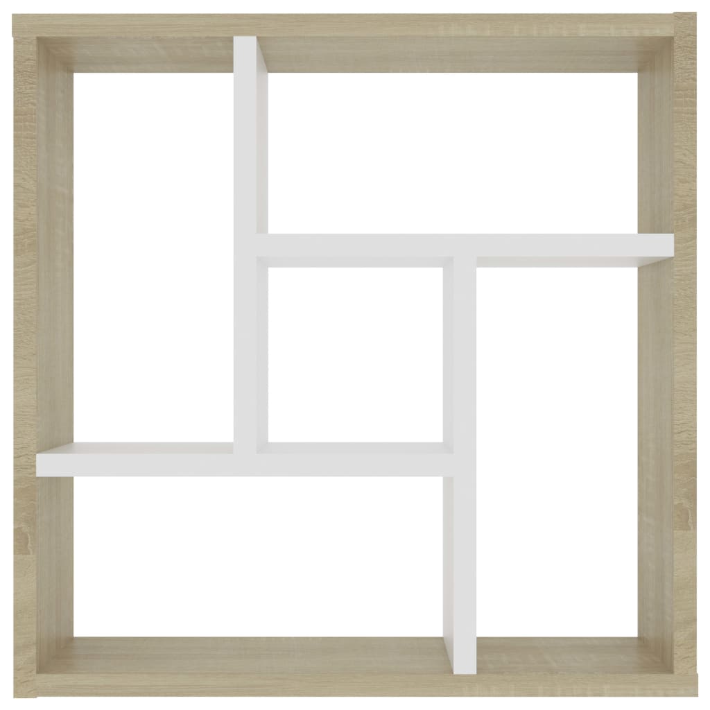 vidaXL Półka ścienna, biel i dąb sonoma, 45,1x16x45,1 cm, płyta