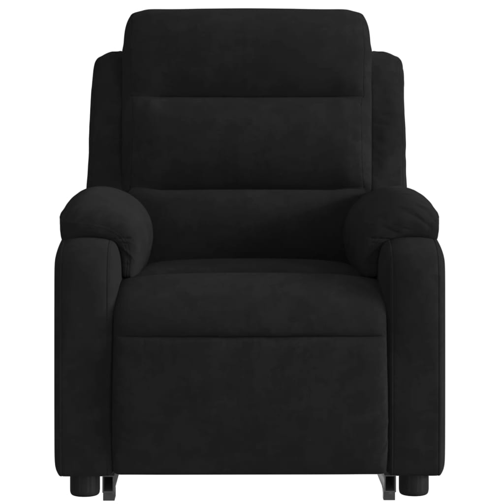 vidaXL Rozkładany fotel masujący, podnoszony, czarny, aksamitny
