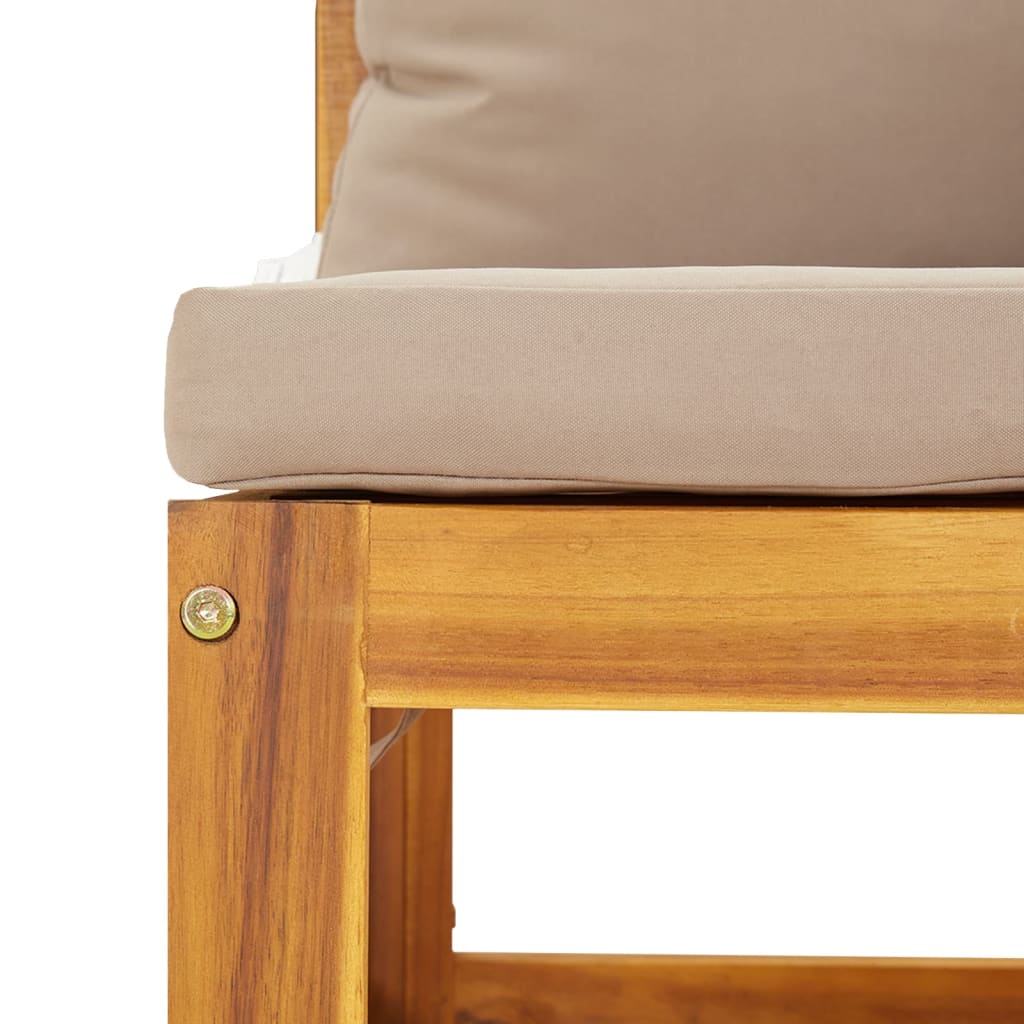 vidaXL Moduł sofy narożnej, 2 szt, z poduszkami taupe, drewno akacjowe