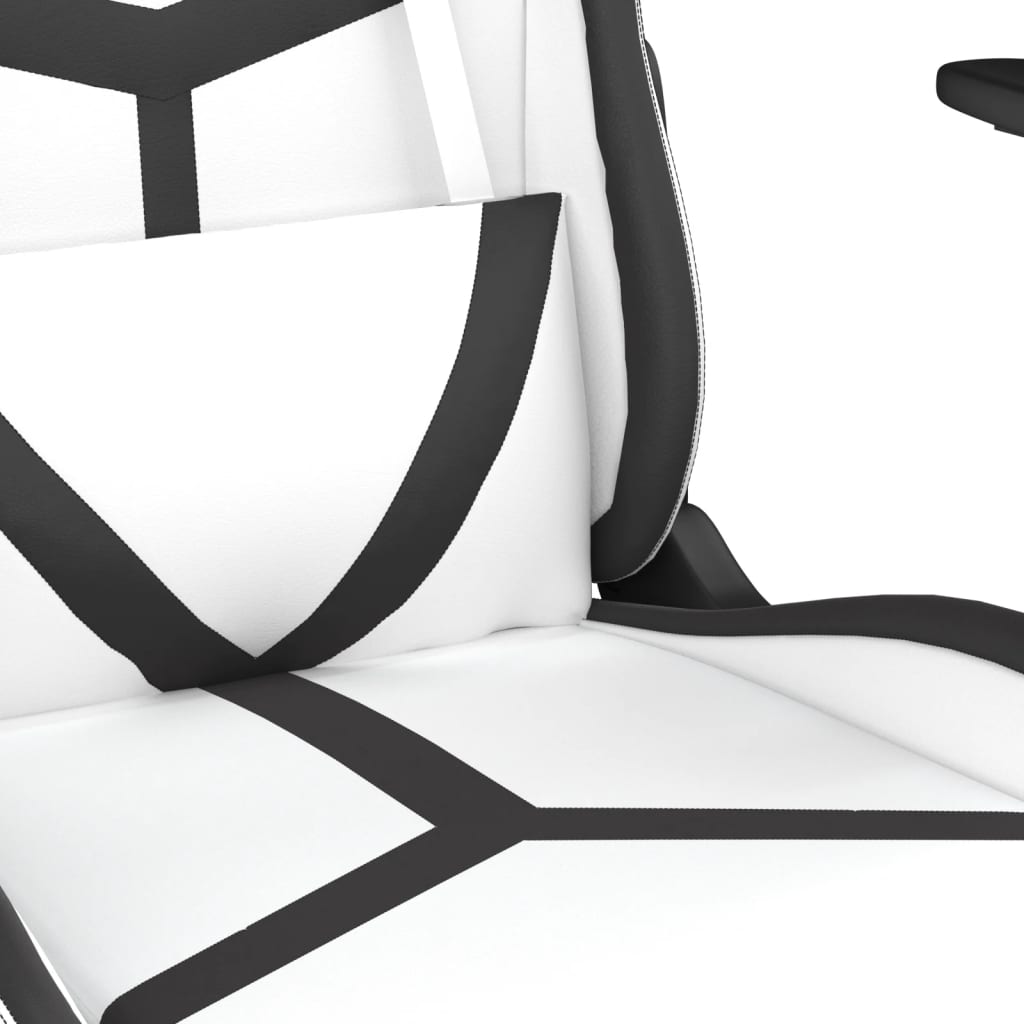 vidaXL Fotel gamingowy z podnóżkiem, biało-czarny, sztuczna skóra