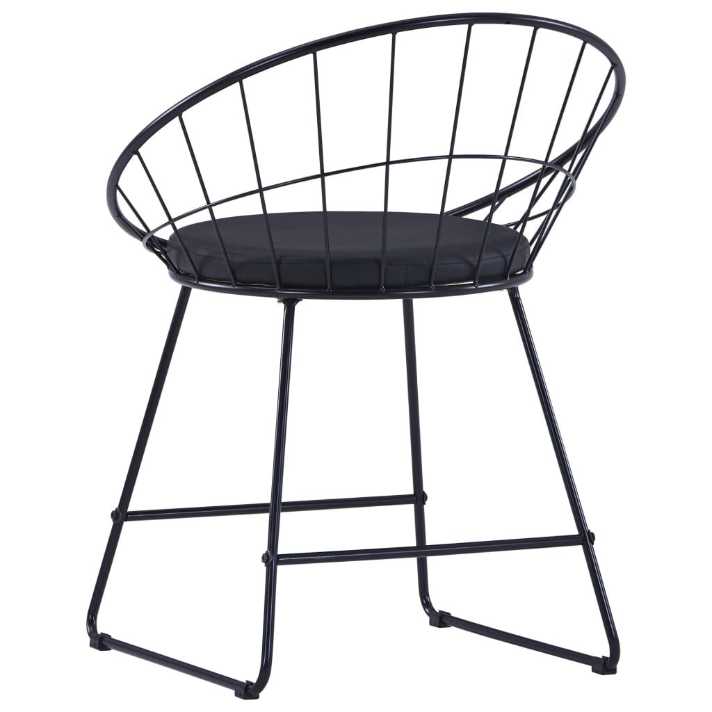 vidaXL Krzesła z siedziskami ze sztucznej skóry, 2 szt., czarne, stal