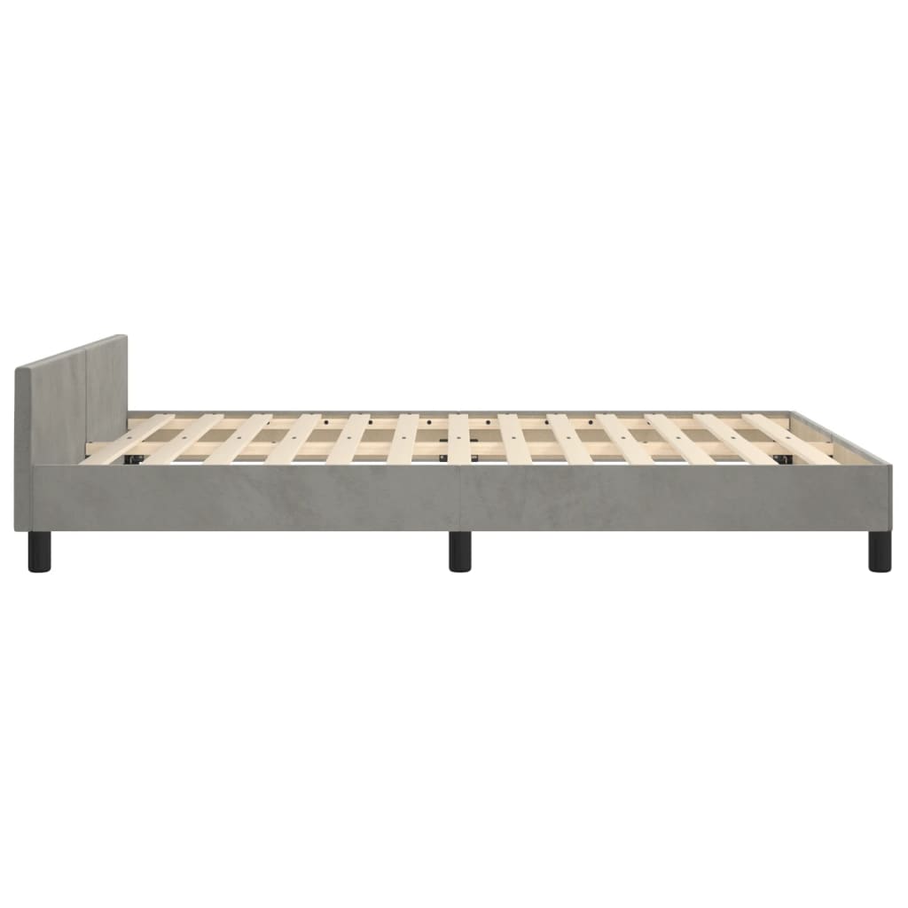 vidaXL Rama łóżka z zagłówkiem, jasnoszara, 140x190 cm, aksamitna