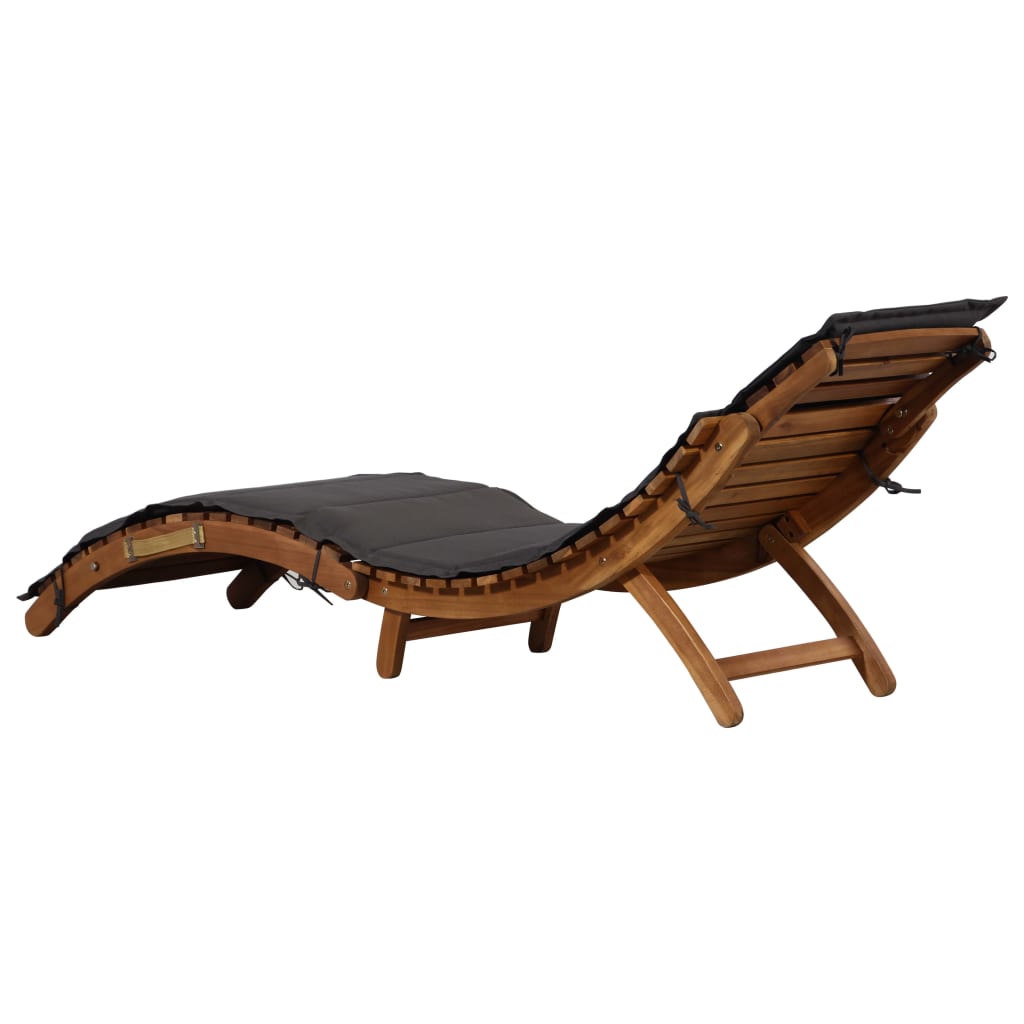 vidaXL Leżak z poduszką, lite drewno akacjowe, ciemnoszary