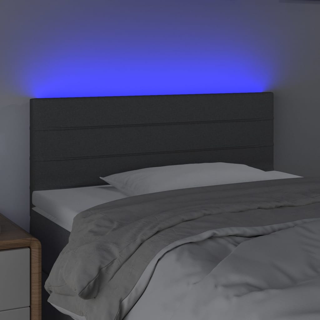 vidaXL Zagłówek do łóżka z LED, ciemnoszary, 80x5x78/88 cm, tkanina