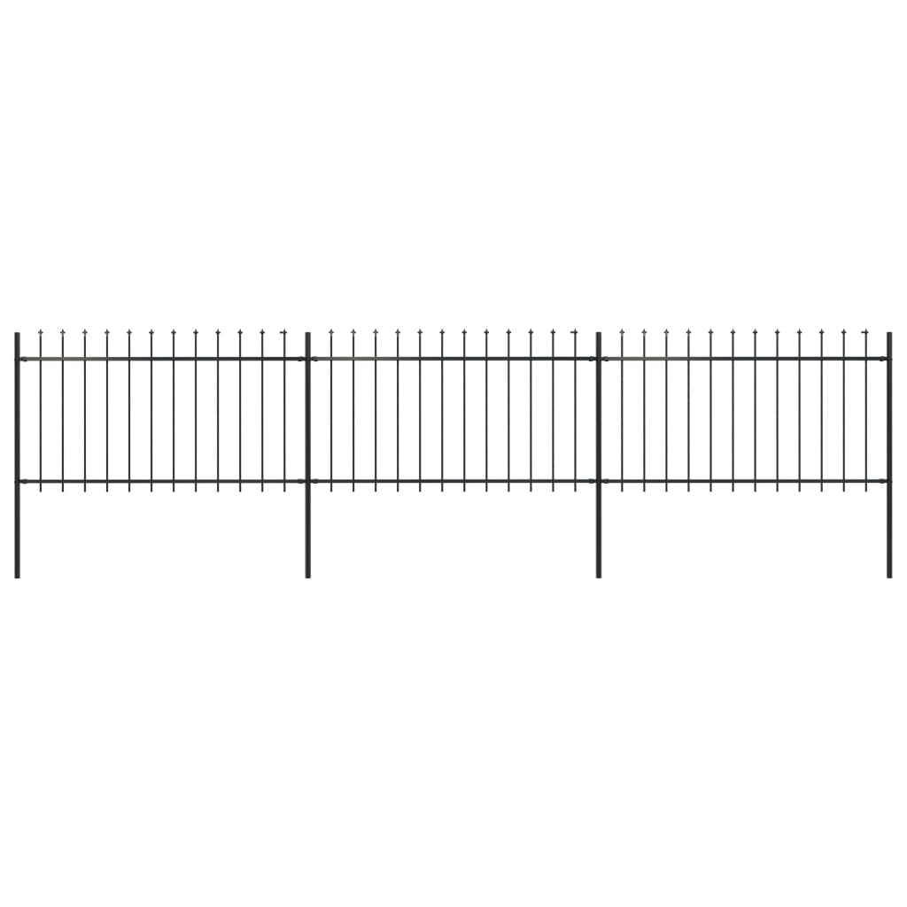 vidaXL Ogrodzenie z prętów z grotami, stalowe, 5,1 x 1 m, czarne