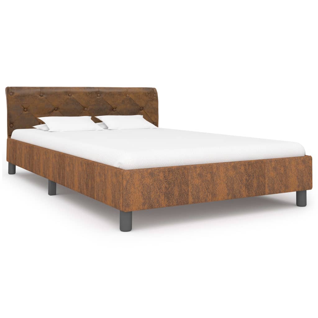 vidaXL Rama łóżka, brązowa, sztuczna skóra zamszowa, 120 x 200 cm