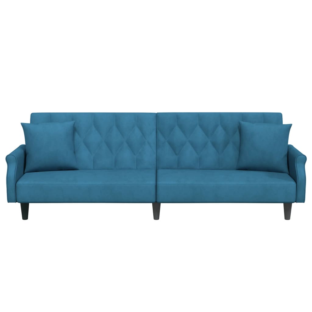 vidaXL Rozkładana kanapa z podłokietnikami, niebieska, aksamitna