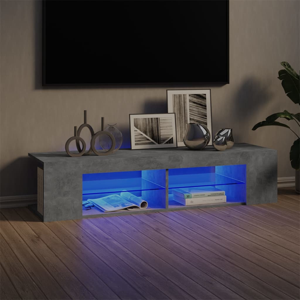 vidaXL Szafka TV z oświetleniem LED, szarość betonu, 135x39x30 cm