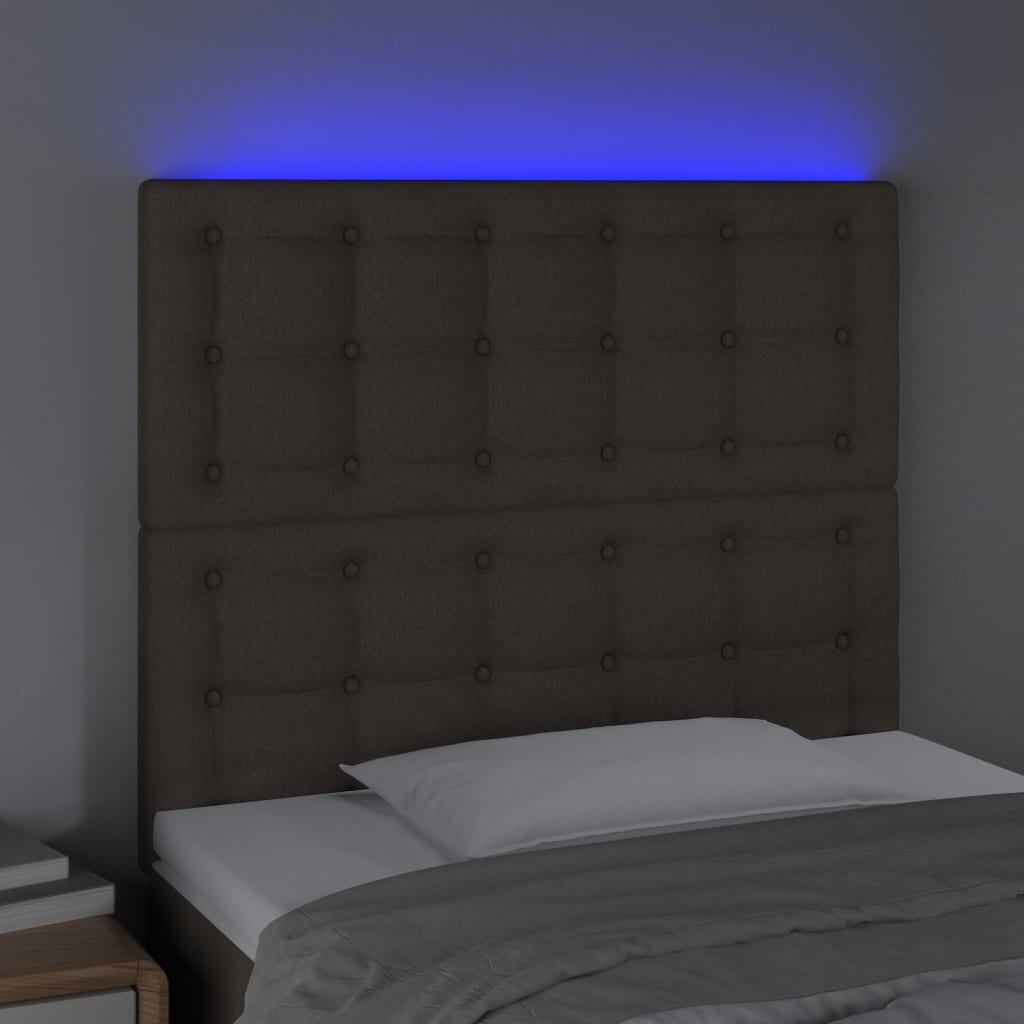 vidaXL Zagłówek do łóżka z LED, taupe, 80x5x118/128 cm, tkanina