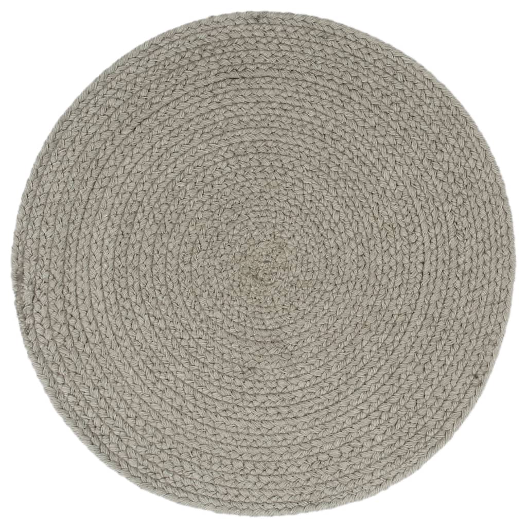 vidaXL Maty na stół, 4 szt., gładkie, szare, 38 cm, okrągłe, bawełna