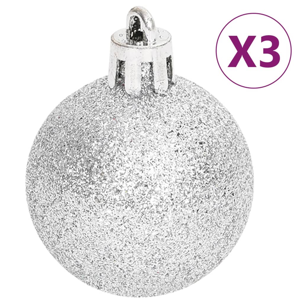 vidaXL 70-cz. zestaw ozdób świątecznych, srebro i biel