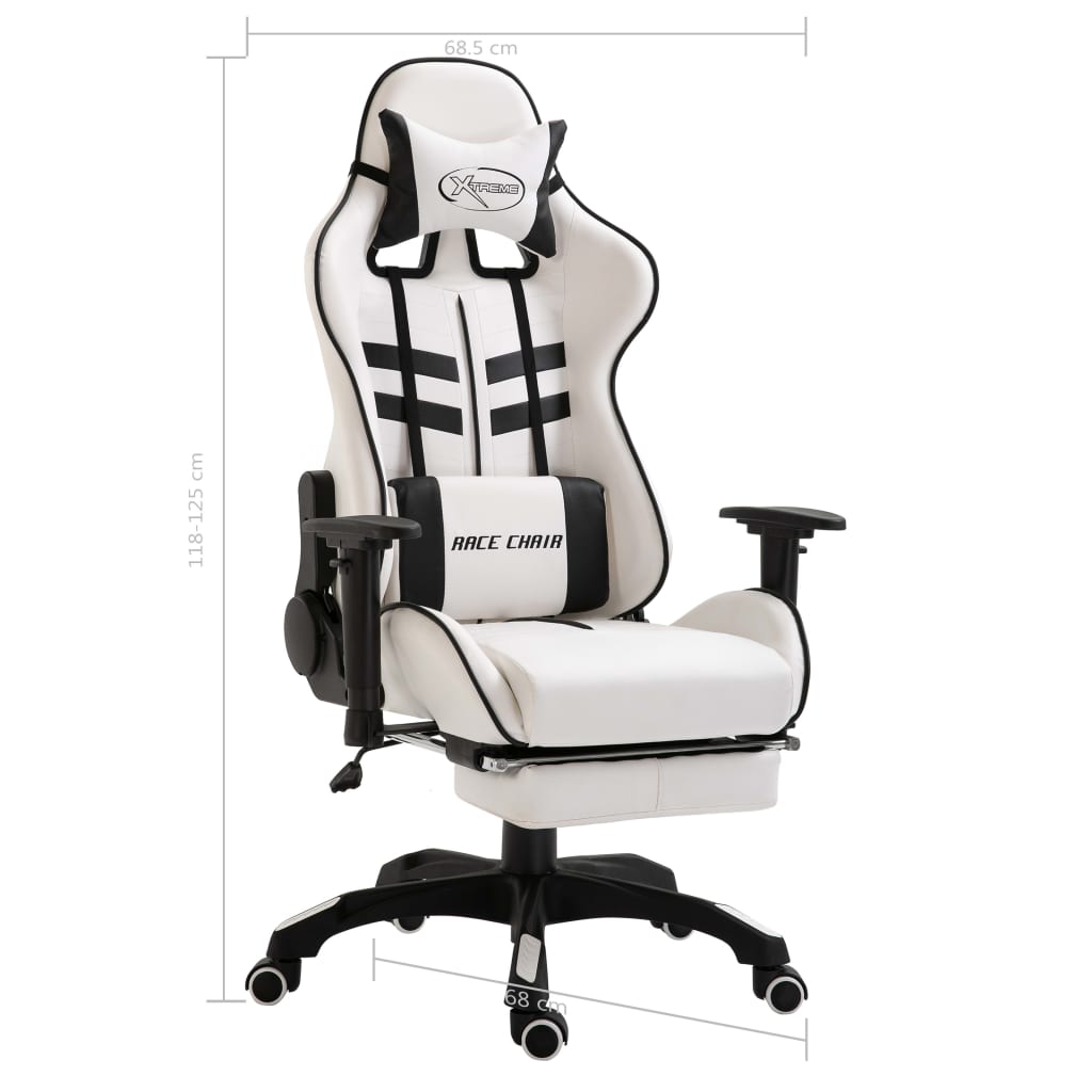vidaXL Fotel dla gracza z podnóżkiem, czarny, sztuczna skóra