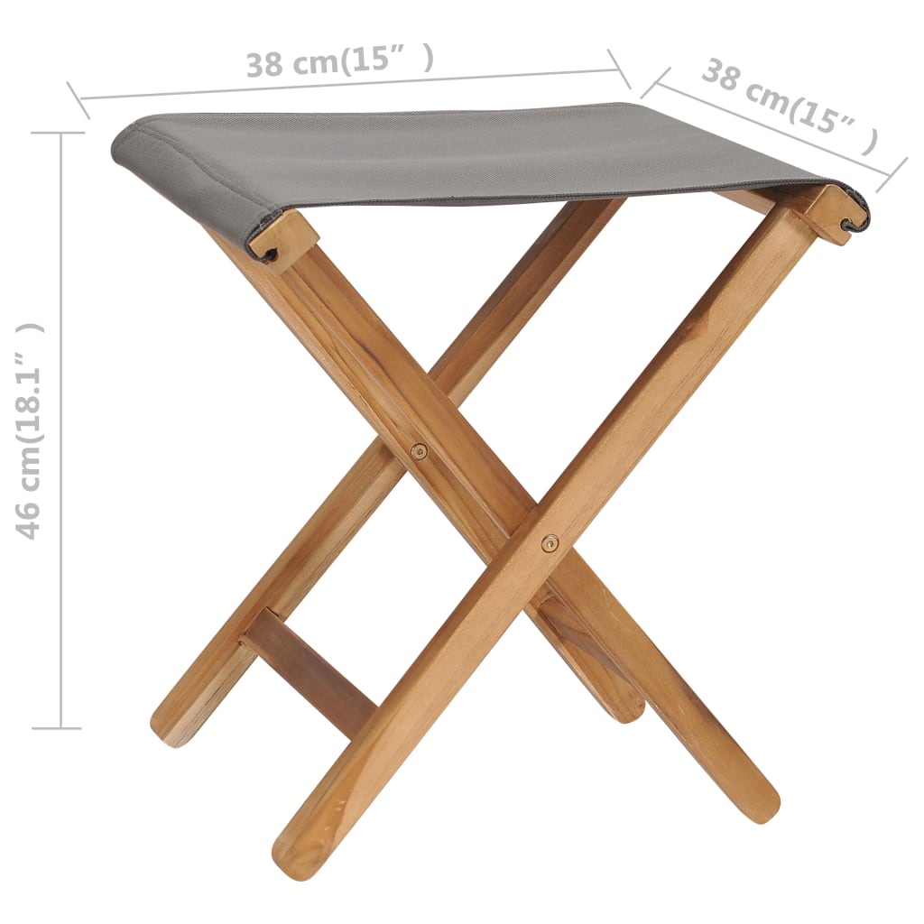 vidaXL Składane krzesła, 2 szt., lite drewno tekowe i tkanina, szare