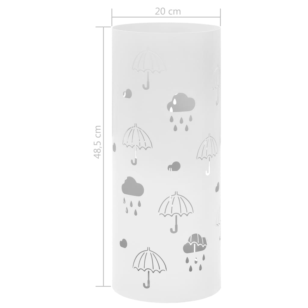 vidaXL Stojak na parasole, wzór w parasole, stalowy, biały