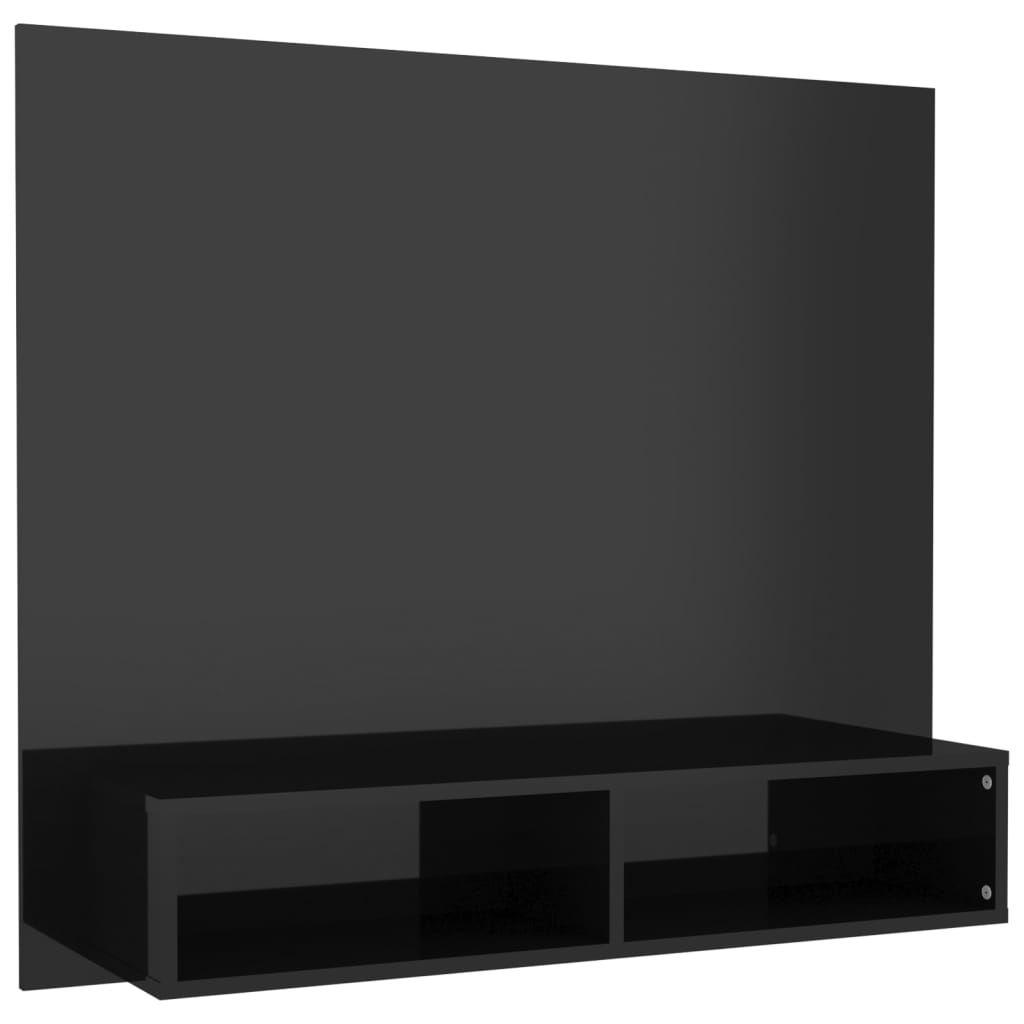 vidaXL Wisząca szafka pod TV, czarna, wysoki połysk, 102x23,5x90 cm
