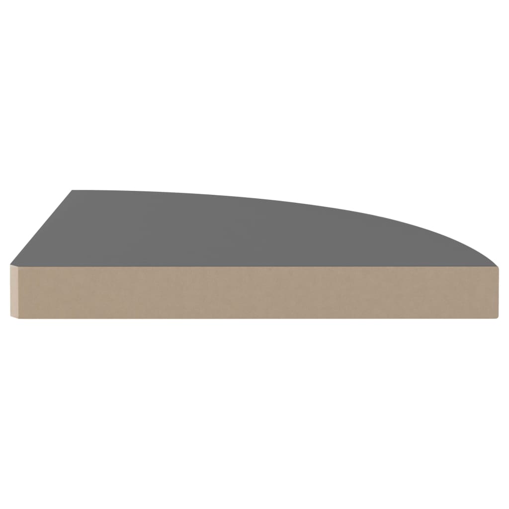 vidaXL Narożna półka ścienna, wysoki połysk, szara, 35x35x3,8 cm, MDF