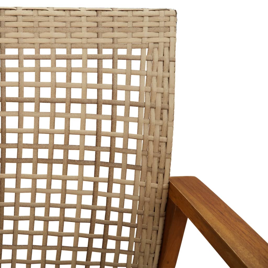 vidaXL Krzesła ogrodowe, 2 szt., beżowe, polirattan i drewno akacjowe