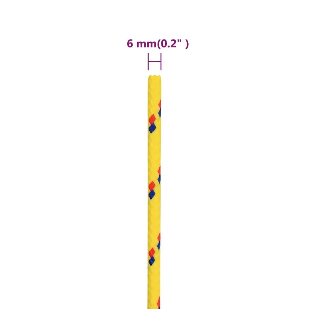 vidaXL Linka żeglarska, żółta, 6 mm, 100 m, polipropylen