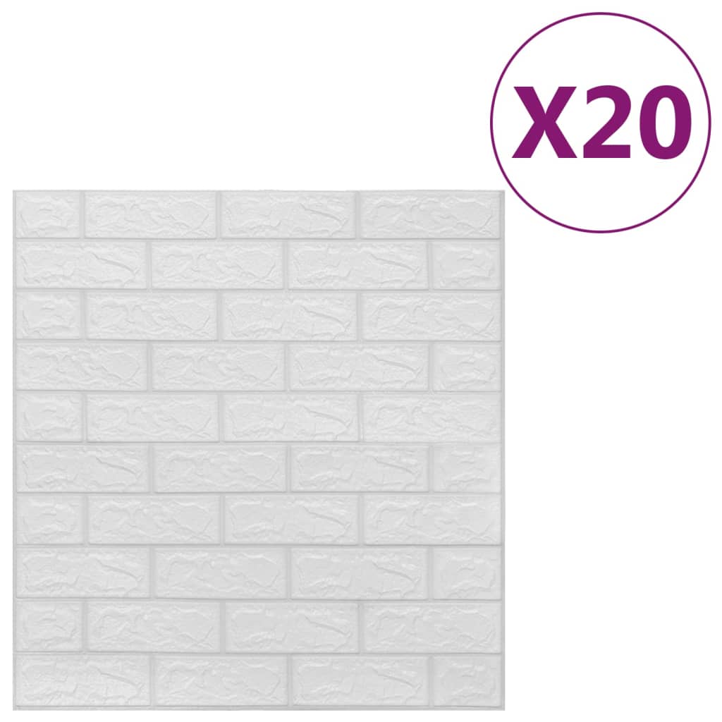 vidaXL Panele 3D z imitacją cegły, samoprzylepne, 20 szt., białe
