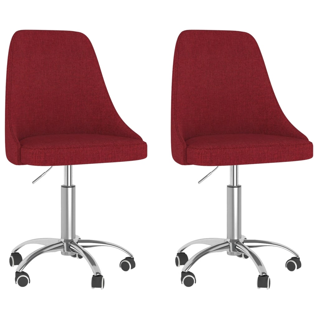 vidaXL Obrotowe krzesła stołowe, 2 szt., winna czerwień, obite tkaniną