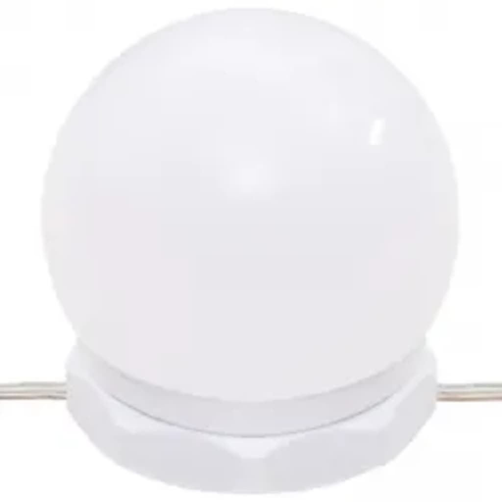 vidaXL Zestaw z toaletką i oświetleniem LED, biały z połyskiem