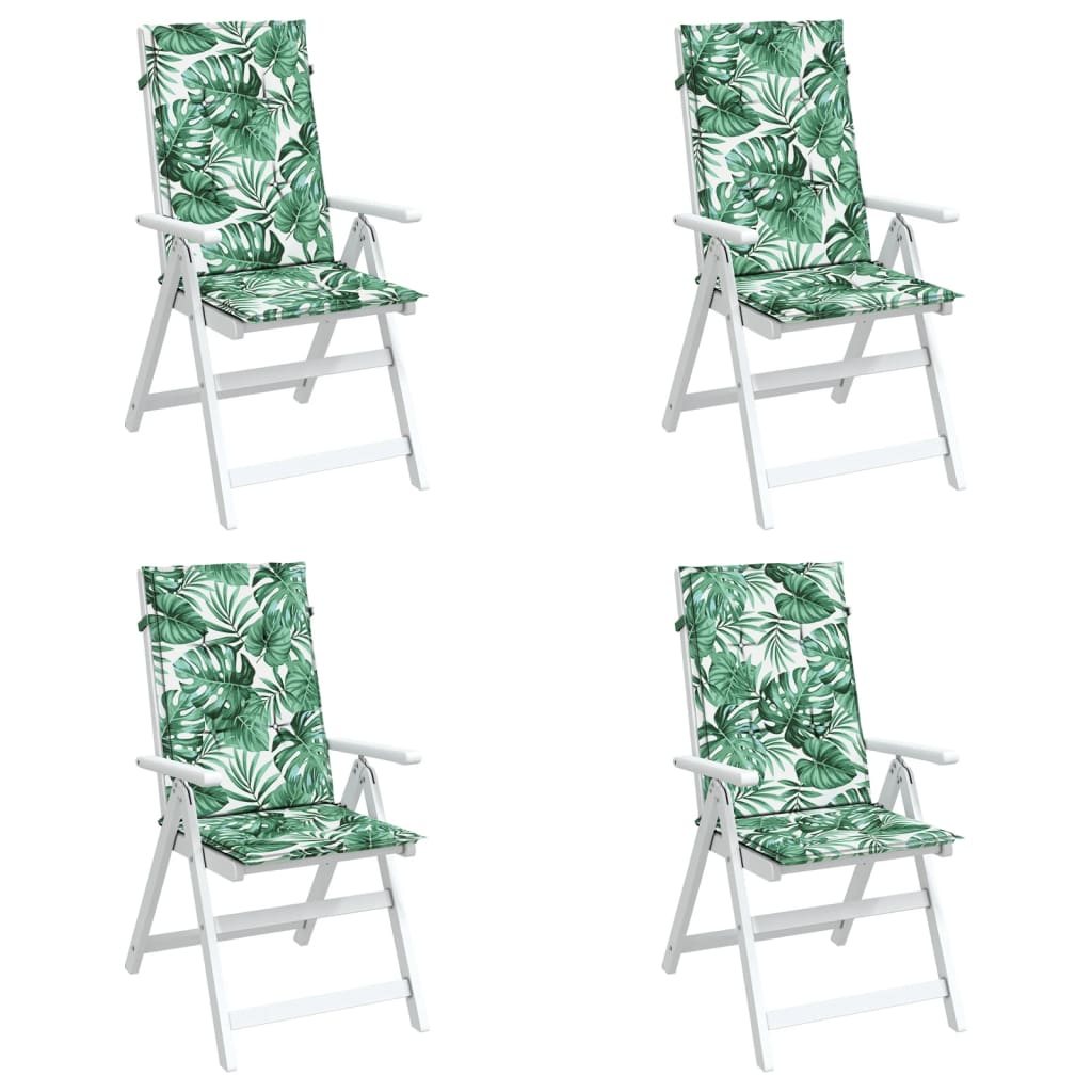 vidaXL Poduszki na krzesła ogrodowe, 4 szt., wzór w liście, tkanina