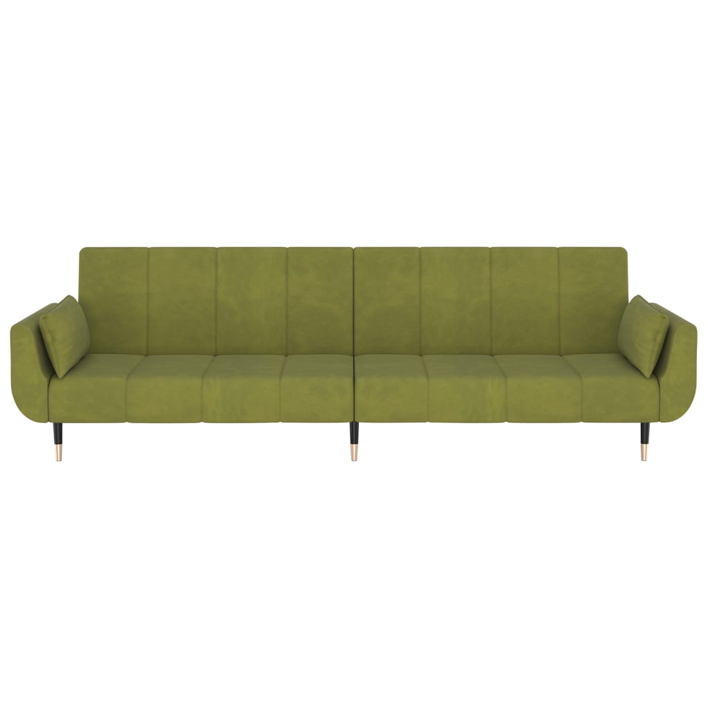 vidaXL 2-osobowa kanapa z 2 poduszkami, jasnozielona, aksamitna